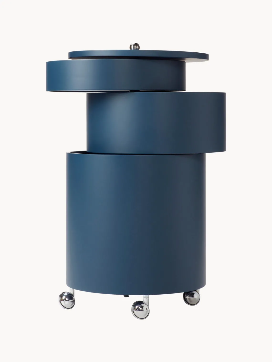 Fashion Verpan Caisson roulant rond Barboy, design Verner Panton Bleu pétrole, mat
