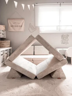 Outlet Funzy Canapé de jeu modulaire en velours côtelé Arktis Velours côtelé beige clair