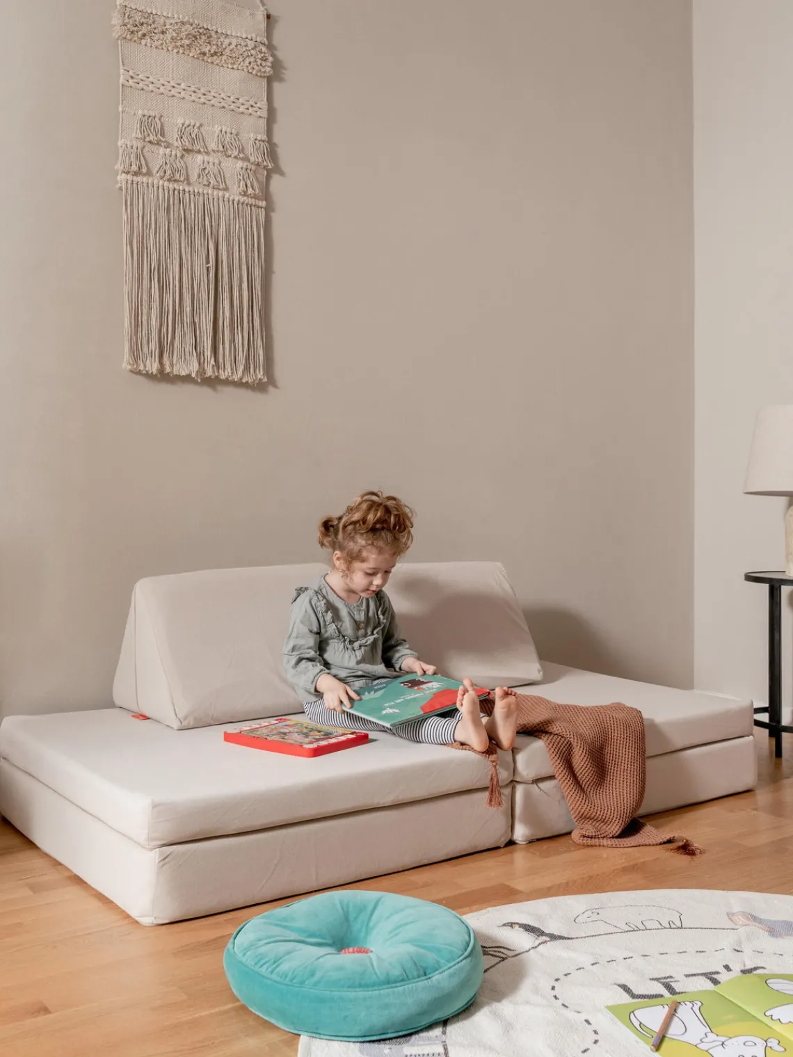 Outlet Funzy Canapé de jeu modulaire en velours Arktis Velours beige clair