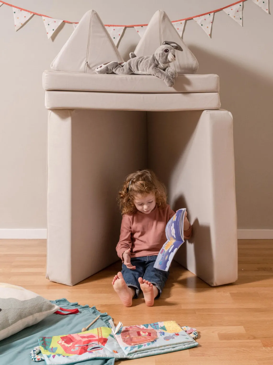 Outlet Funzy Canapé de jeu modulaire en velours Arktis Velours beige clair