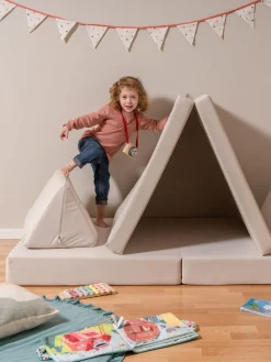 Outlet Funzy Canapé de jeu modulaire en velours Arktis Velours beige clair