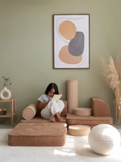 Outlet Wigiwama Canapé de jeu modulaire en velours côtelé pour enfants Sugar Velours côtelé nougat, beige