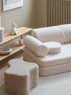 Hot Wigiwama Canapé modulable enfant en tissu peluche Sugar Peluche blanc cassé