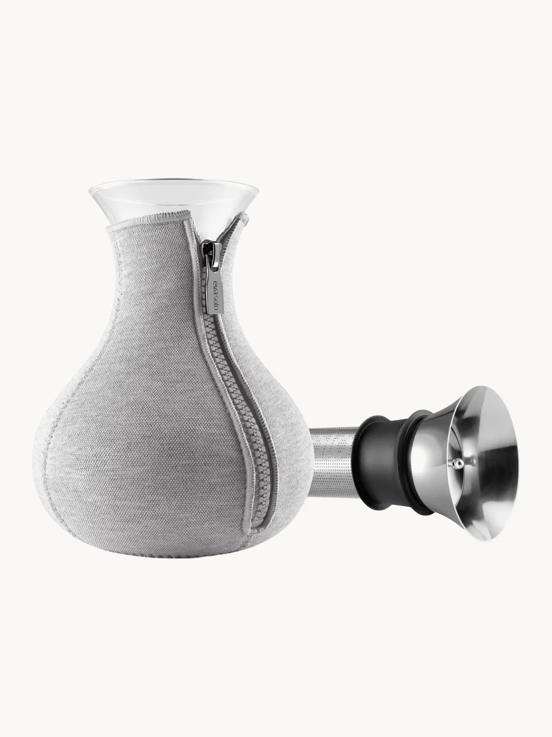 Hot Eva Solo Carafe en verre borosilicate Cary, 1 L Gris clair, transparent, argenté