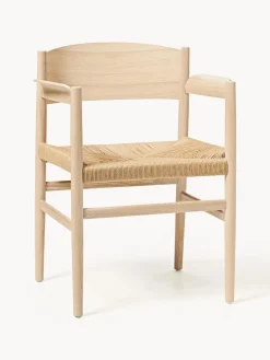 Hot Mater Chaise à accoudoirs en chêne Nestor Beige clair, bois de chêne clair