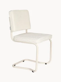 Fashion Zuiver Chaise cantilever Kink, 2 pièces Peluche blanc cassé, cadre blanc crème mat