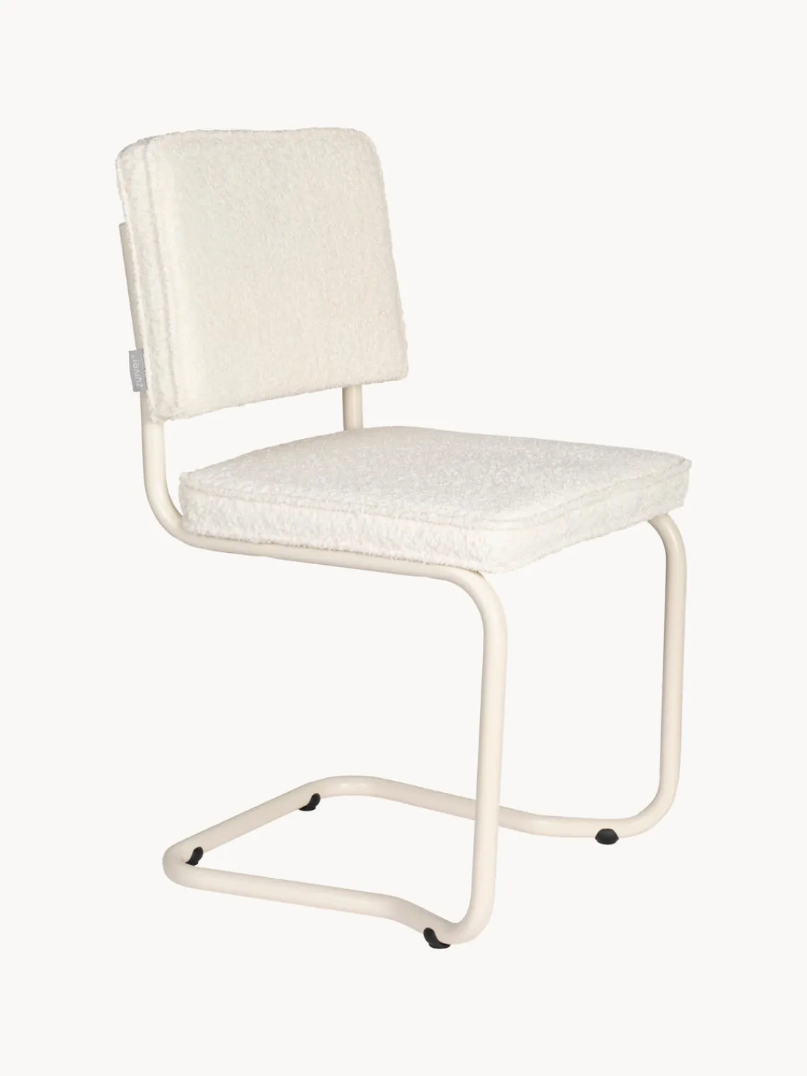 Fashion Zuiver Chaise cantilever Kink, 2 pièces Peluche blanc cassé, cadre blanc crème mat