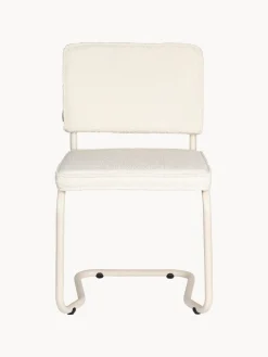Fashion Zuiver Chaise cantilever Kink, 2 pièces Peluche blanc cassé, cadre blanc crème mat