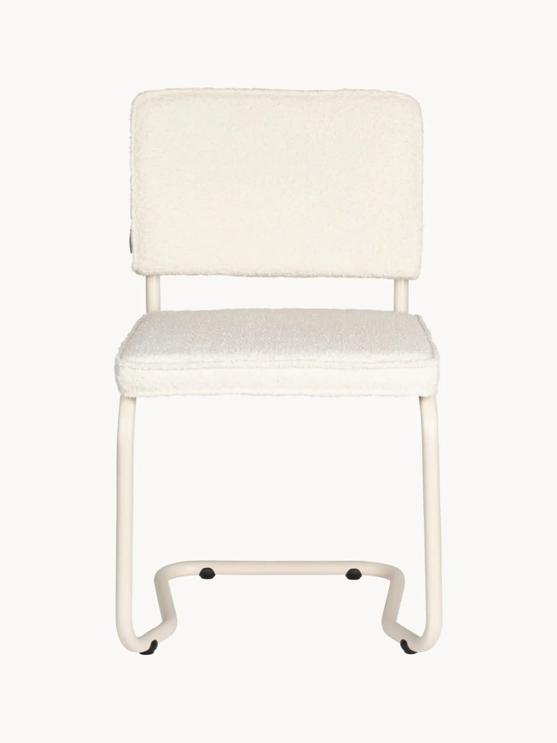 Fashion Zuiver Chaise cantilever Kink, 2 pièces Peluche blanc cassé, cadre blanc crème mat