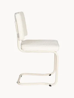 Fashion Zuiver Chaise cantilever Kink, 2 pièces Peluche blanc cassé, cadre blanc crème mat