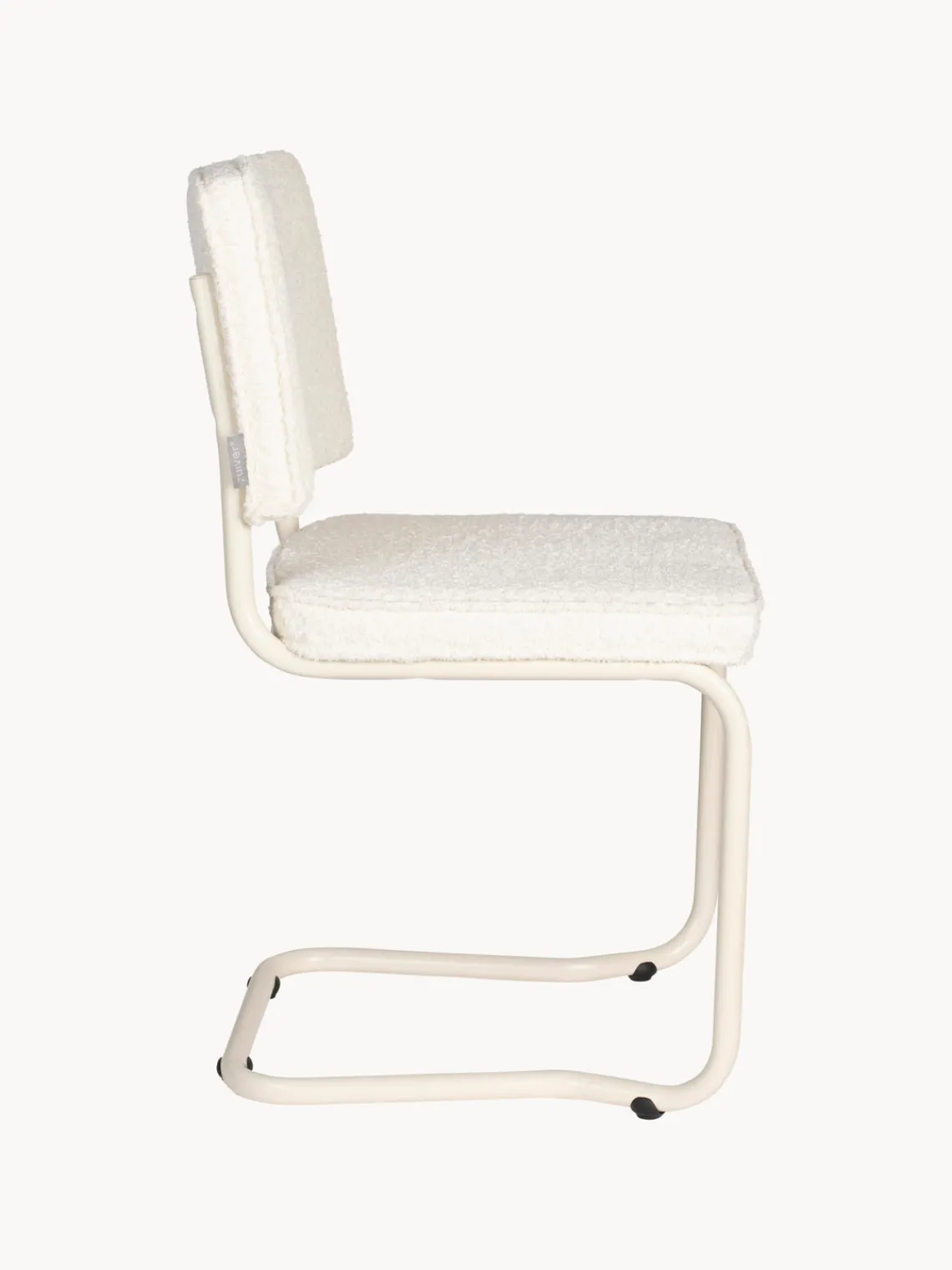 Fashion Zuiver Chaise cantilever Kink, 2 pièces Peluche blanc cassé, cadre blanc crème mat