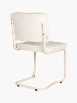 Fashion Zuiver Chaise cantilever Kink, 2 pièces Peluche blanc cassé, cadre blanc crème mat