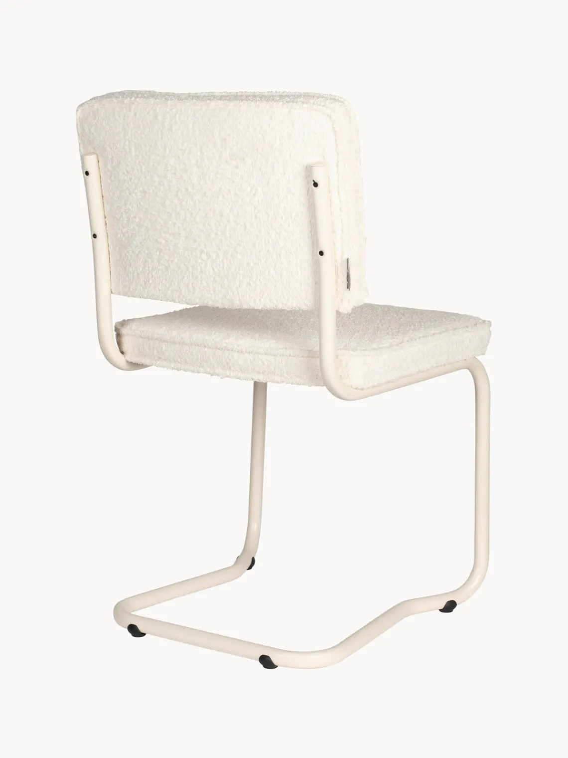 Fashion Zuiver Chaise cantilever Kink, 2 pièces Peluche blanc cassé, cadre blanc crème mat