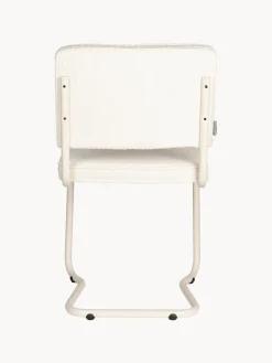Fashion Zuiver Chaise cantilever Kink, 2 pièces Peluche blanc cassé, cadre blanc crème mat