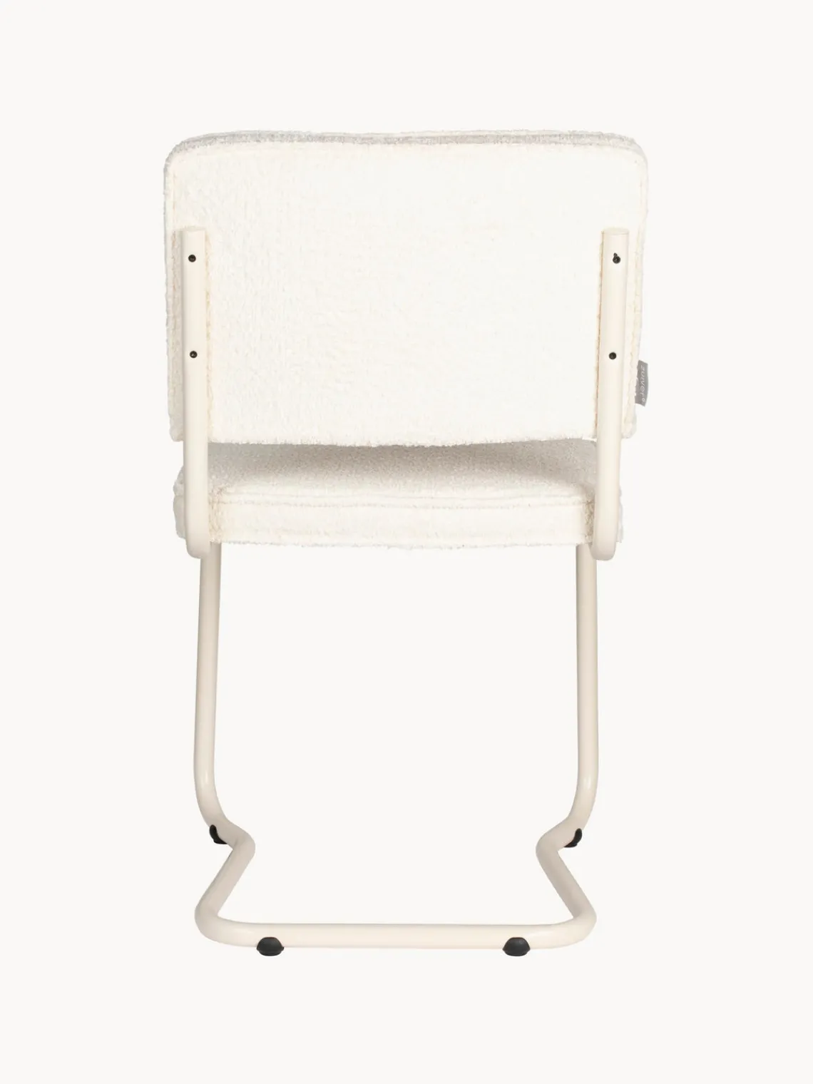 Fashion Zuiver Chaise cantilever Kink, 2 pièces Peluche blanc cassé, cadre blanc crème mat