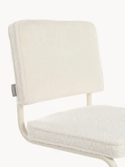 Fashion Zuiver Chaise cantilever Kink, 2 pièces Peluche blanc cassé, cadre blanc crème mat