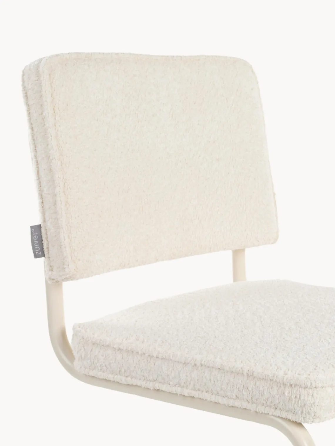 Fashion Zuiver Chaise cantilever Kink, 2 pièces Peluche blanc cassé, cadre blanc crème mat