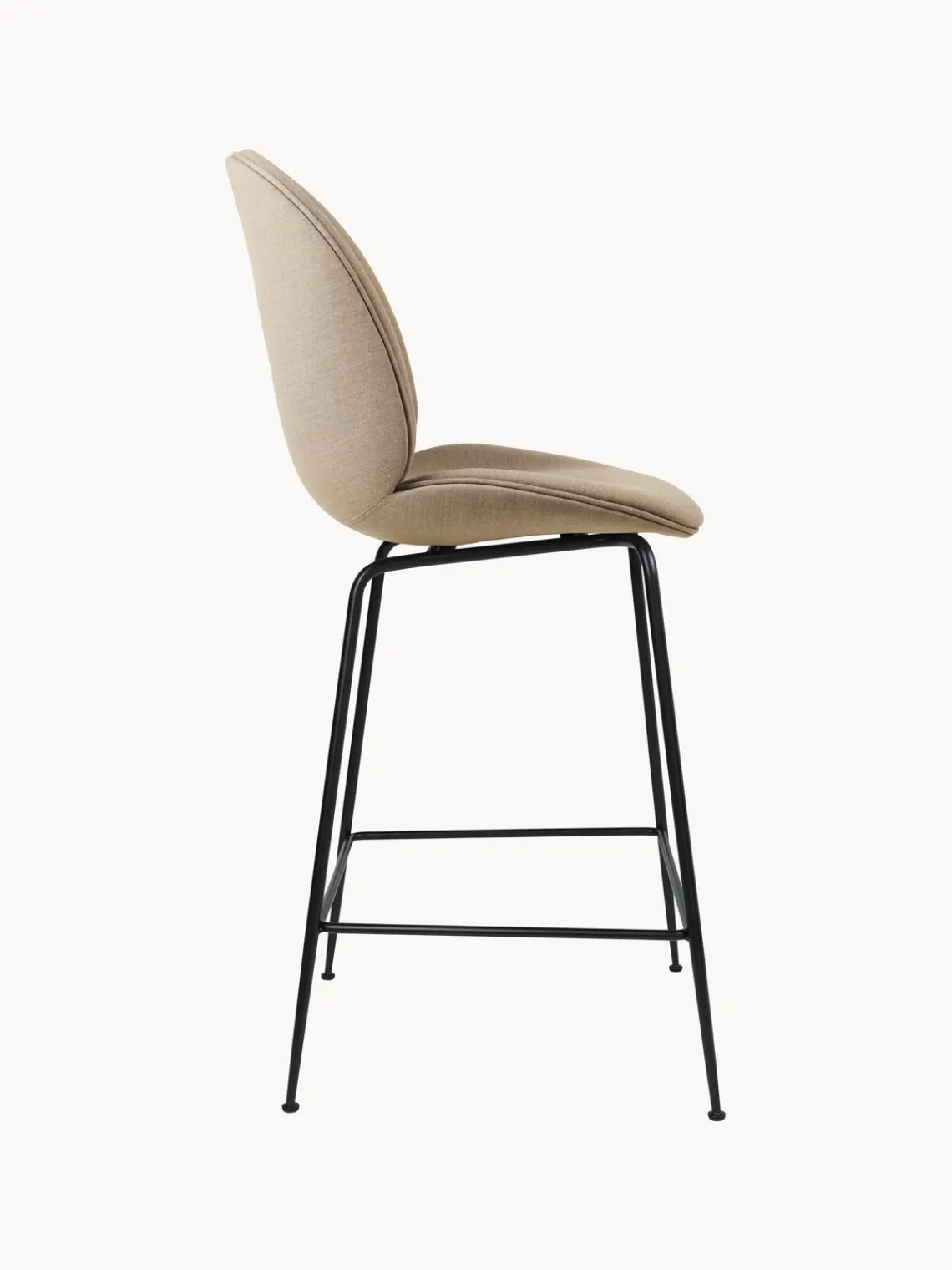 New GUBI Chaise de bar Beetle Tissu beige, acier noir mat