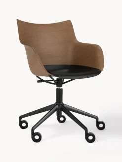 Best Kartell Chaise de bureau avec accoudoirs réglable en hauteur Q/Wood Noir, bois de chêne sauvage