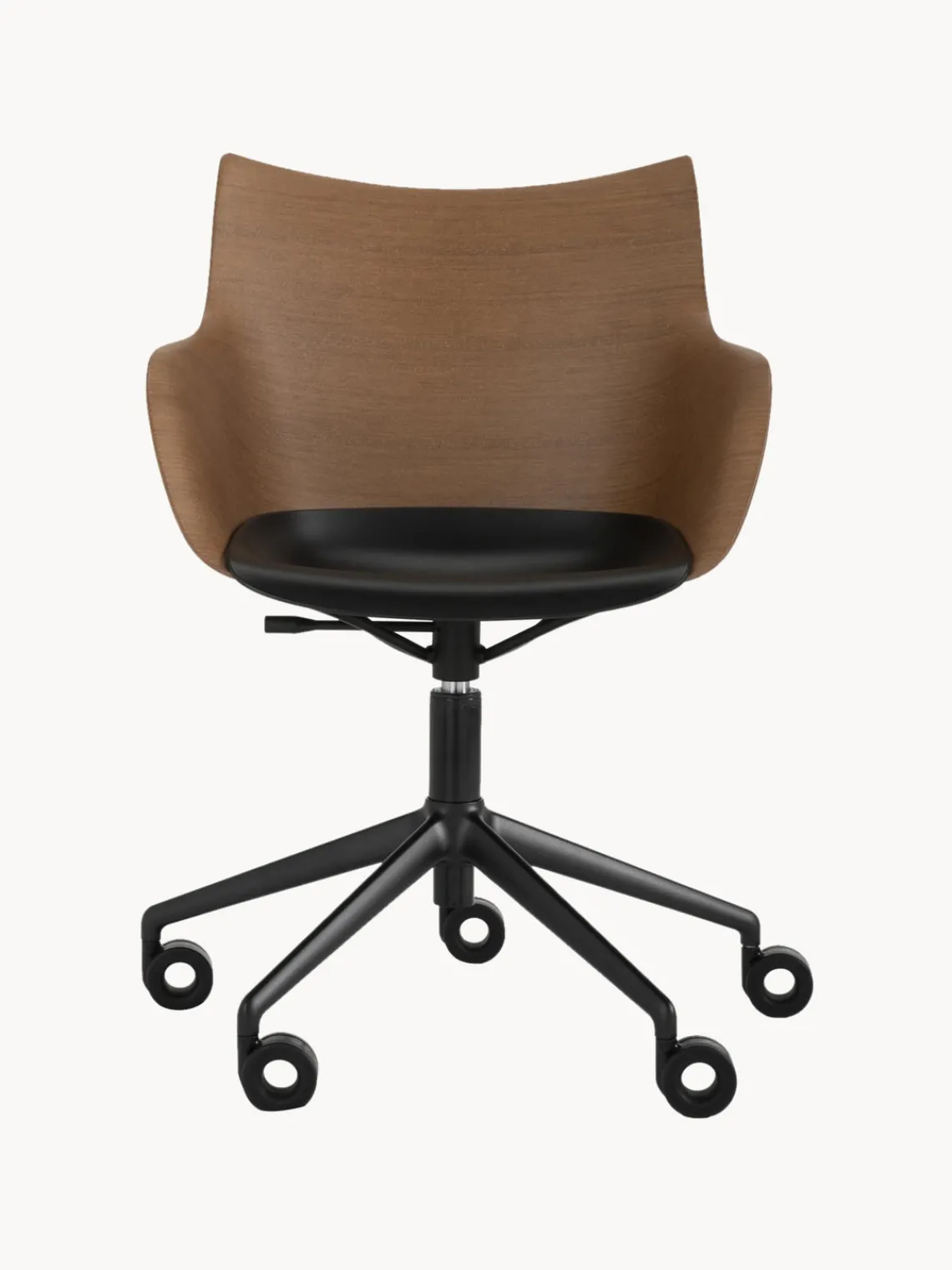 Best Kartell Chaise de bureau avec accoudoirs réglable en hauteur Q/Wood Noir, bois de chêne sauvage