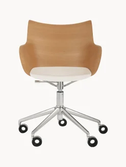 Clearance Kartell Chaise de bureau avec accoudoirs réglable en hauteur Q/Wood Bois, blanc