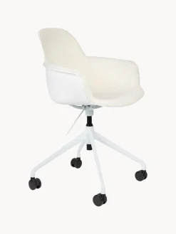 Clearance Zuiver Chaise de bureau en bouclette Albert, hauteur ajustable Bouclette blanc crème