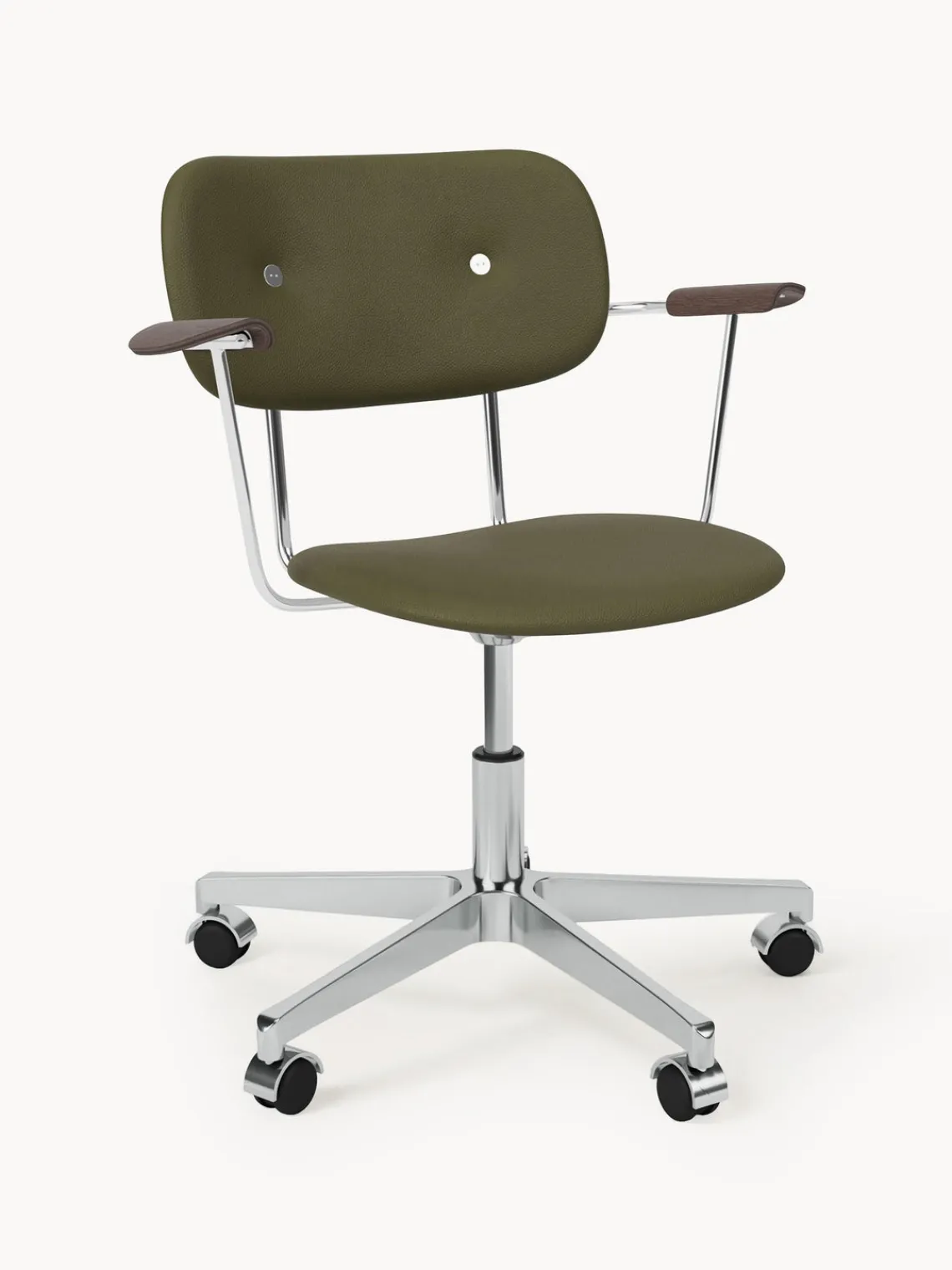 Hot Audo Copenhagen Chaise de bureau en cuir Co, hauteur réglable Cuir vert olive, argenté