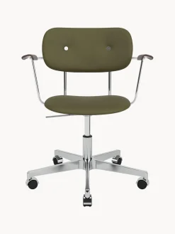 Hot Audo Copenhagen Chaise de bureau en cuir Co, hauteur réglable Cuir vert olive, argenté