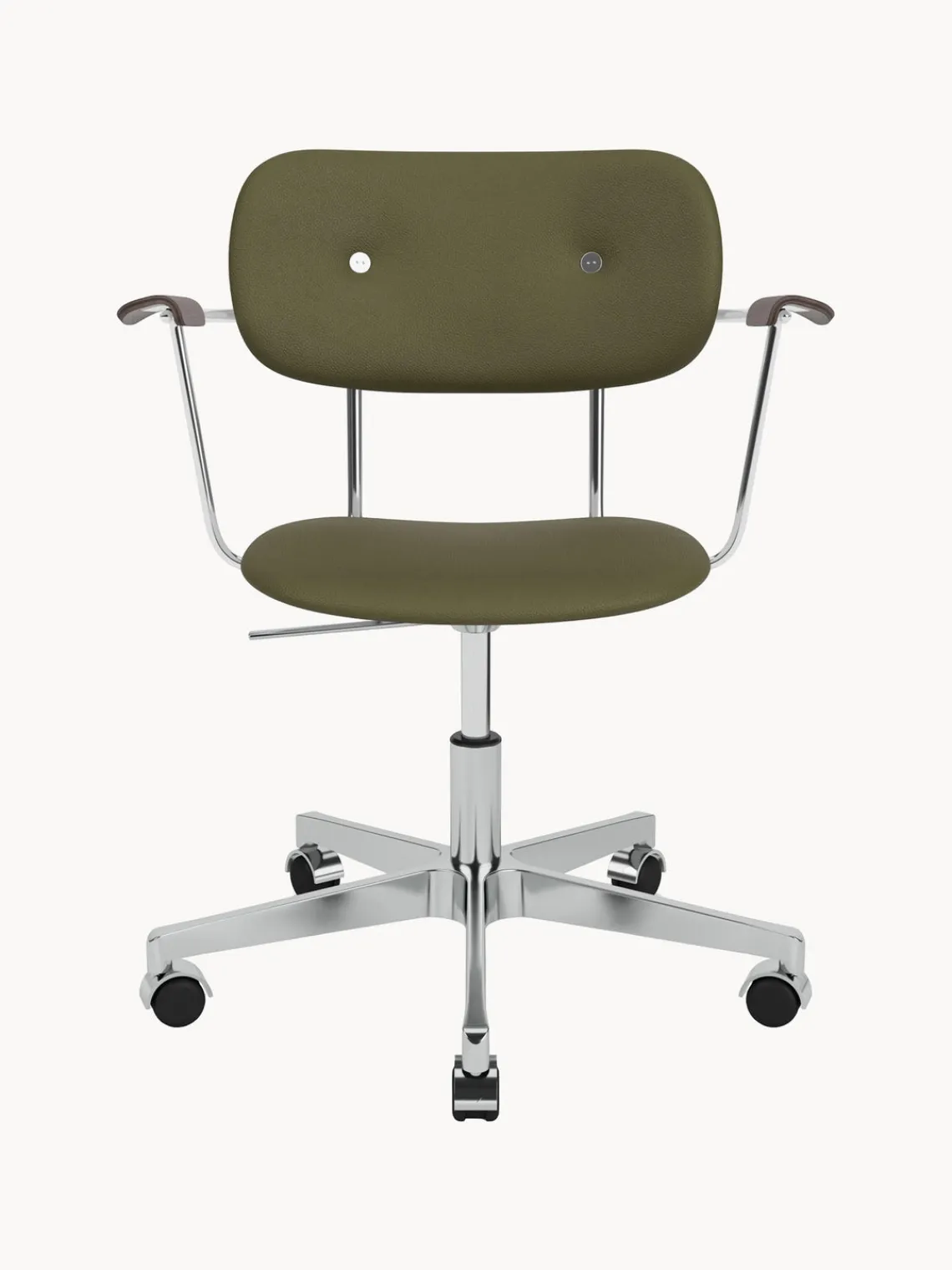 Hot Audo Copenhagen Chaise de bureau en cuir Co, hauteur réglable Cuir vert olive, argenté