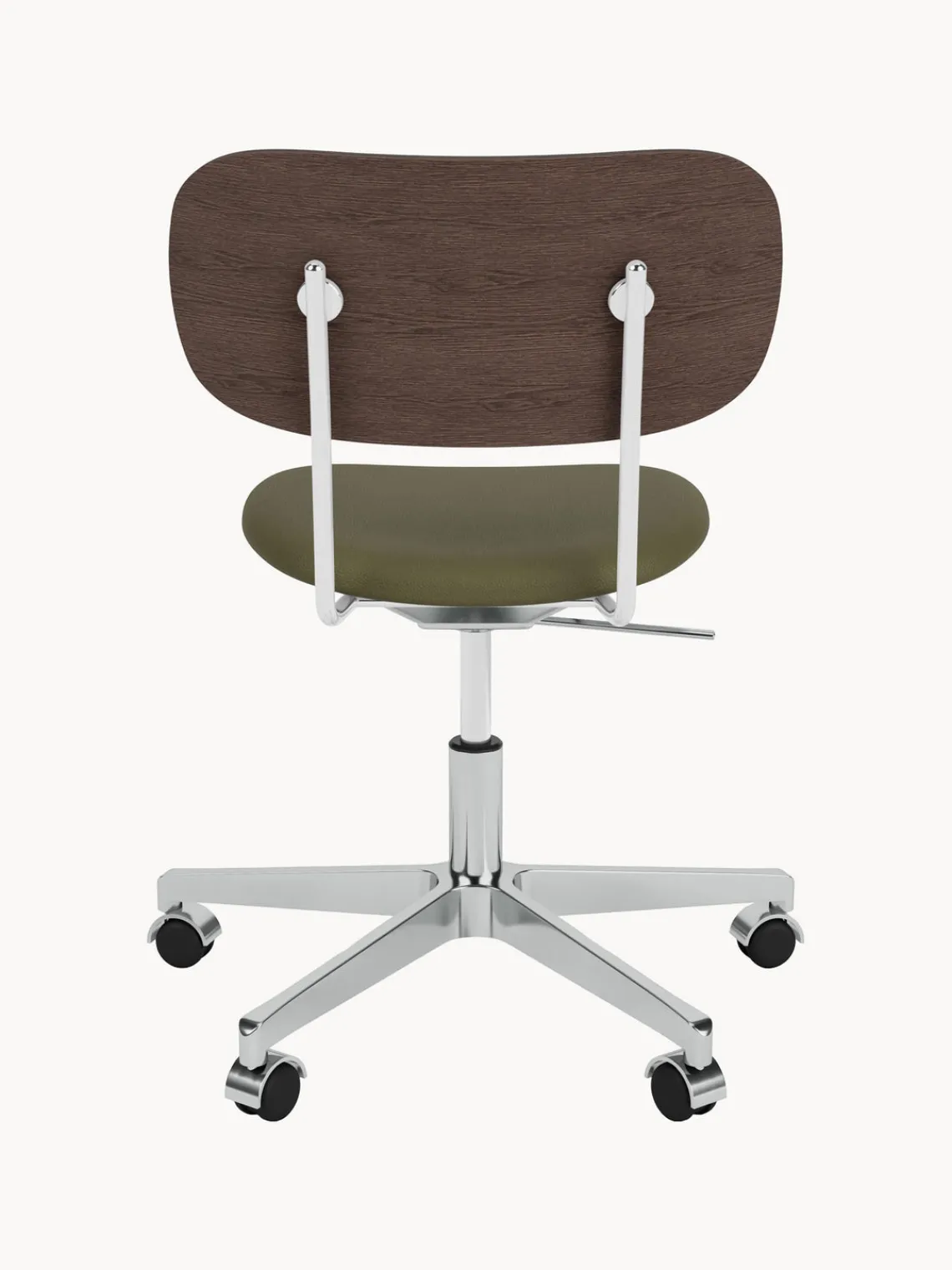 Outlet Audo Copenhagen Chaise de bureau en cuir Co, hauteur réglable Cuir vert olive, bois foncé, argenté