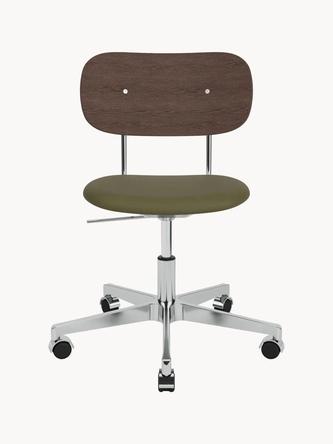 Outlet Audo Copenhagen Chaise de bureau en cuir Co, hauteur réglable Cuir vert olive, bois foncé, argenté