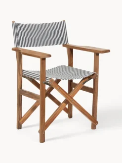 Discount Business & Pleasure Chaise de jardin pliante Director Bleu foncé, rayé, bois