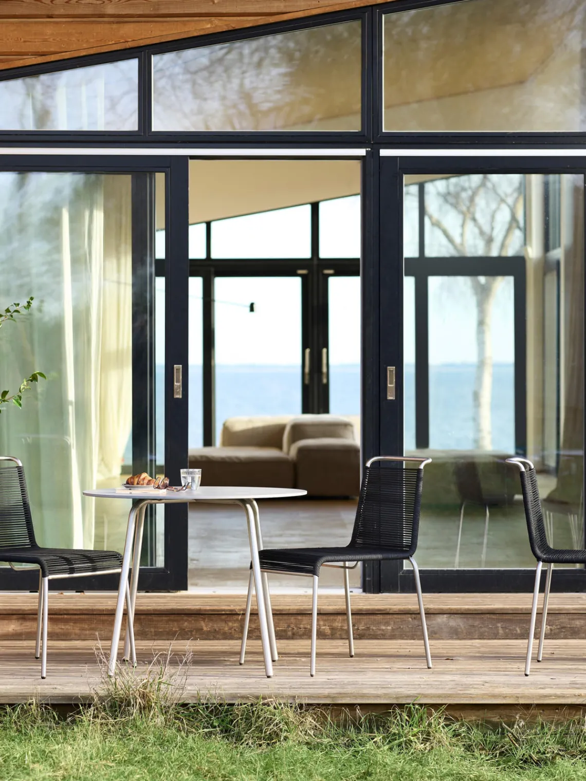Outlet FDB Mobler Chaise de jardin Teglgård Noir, argenté