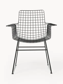 New HKLIVING Chaise design en métal à accoudoirs Wire Noir