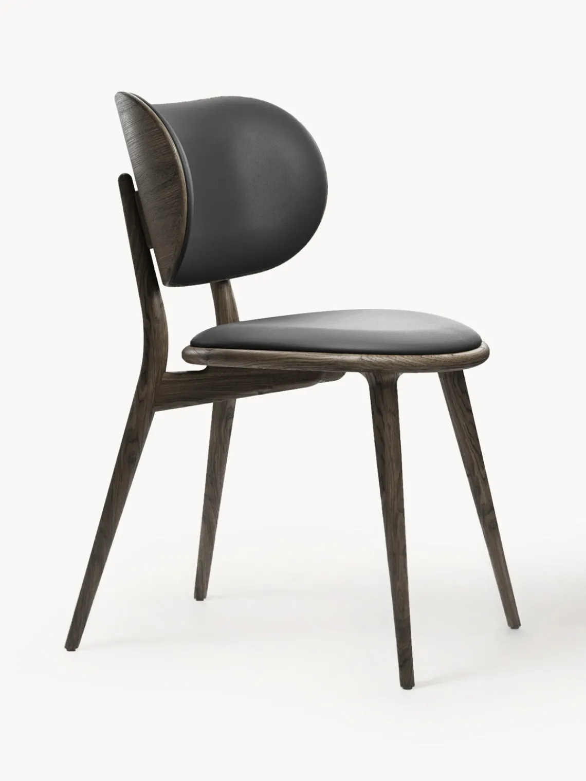 Sale Mater Chaise en bois artisanale avec assise en cuir Rocker Cuir noir, bois foncé de chêne