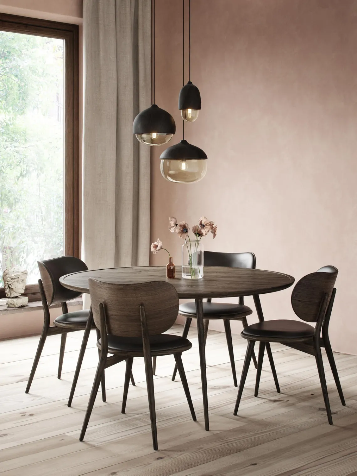 Sale Mater Chaise en bois artisanale avec assise en cuir Rocker Cuir noir, bois foncé de chêne