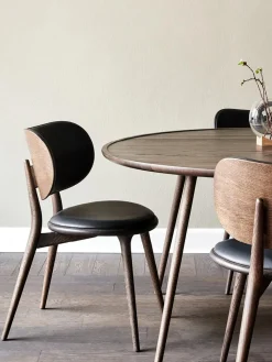 Sale Mater Chaise en bois artisanale avec assise en cuir Rocker Cuir noir, bois foncé de chêne