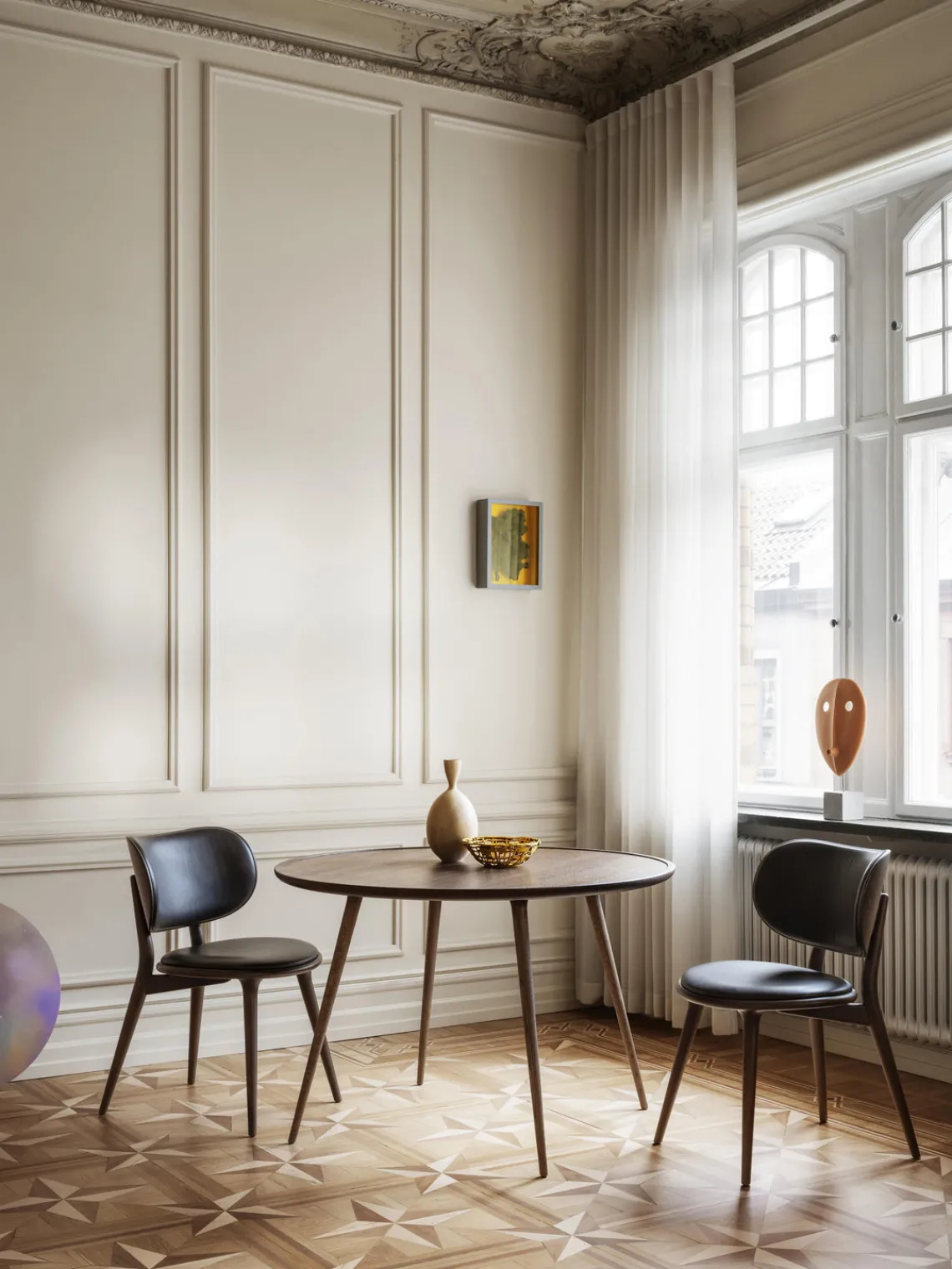 Sale Mater Chaise en bois artisanale avec assise en cuir Rocker Cuir noir, bois foncé de chêne
