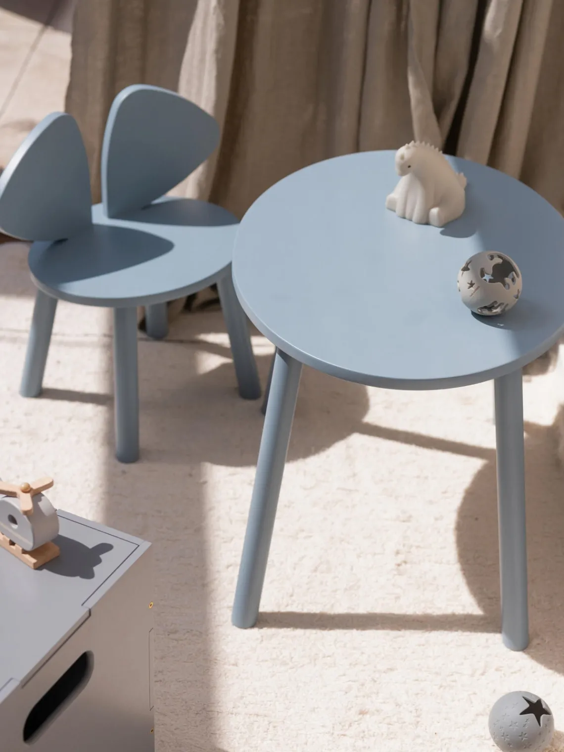 Best Nofred Chaise en bois pour enfant Mouse Bleu ciel
