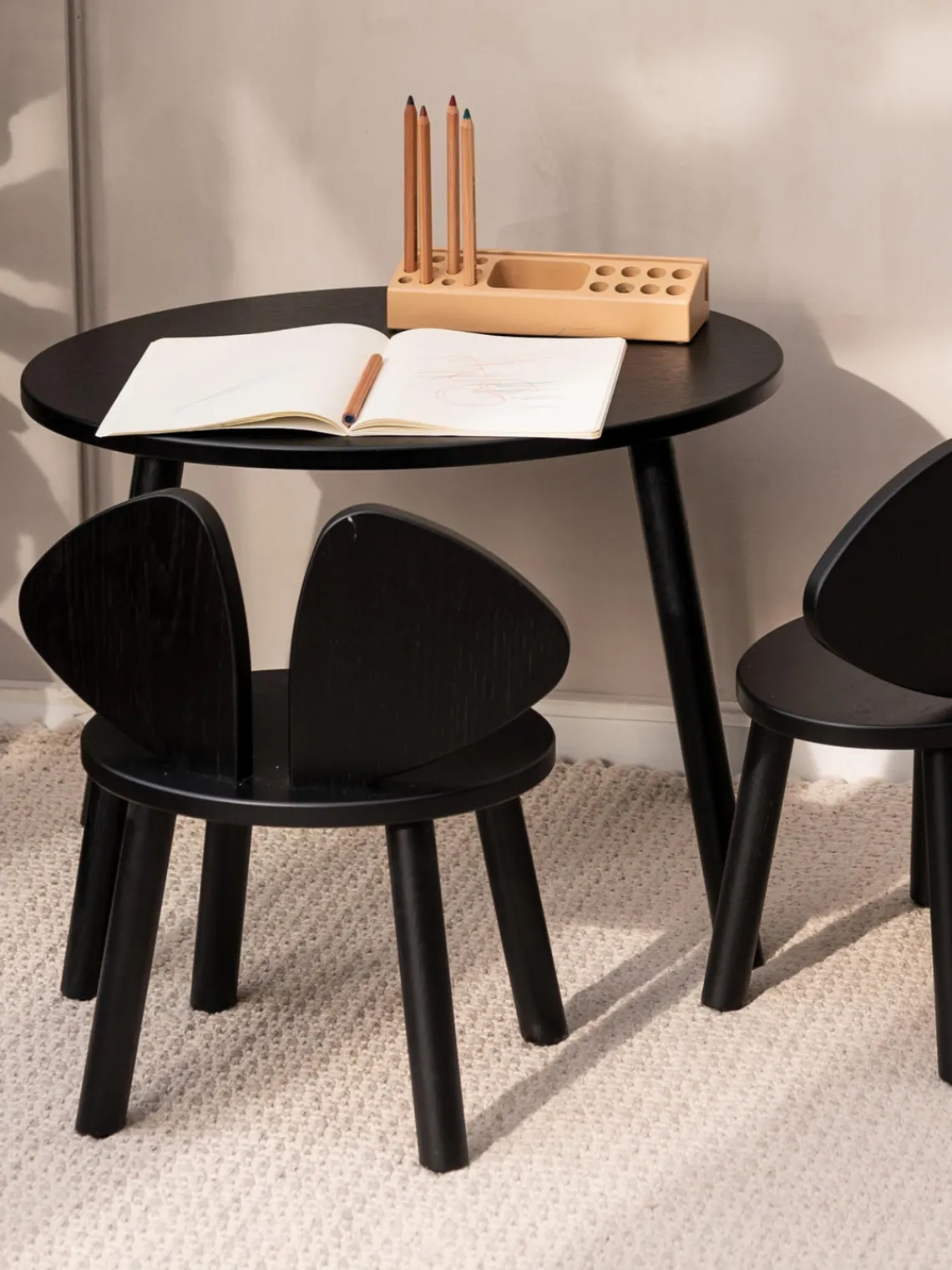 Hot Nofred Chaise en bois pour enfant Mouse Noir