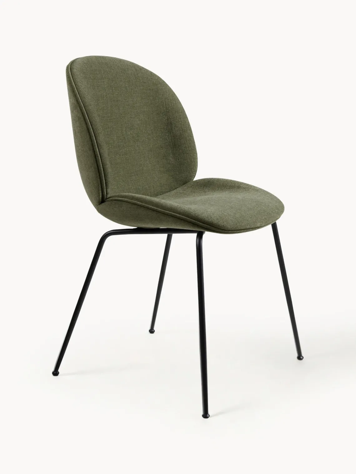 Best GUBI Chaise rembourrée Beetle Tissu vert olive, noir mat