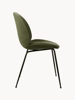 Best GUBI Chaise rembourrée Beetle Tissu vert olive, noir mat