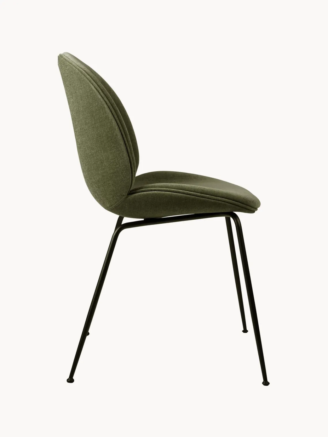 Best GUBI Chaise rembourrée Beetle Tissu vert olive, noir mat