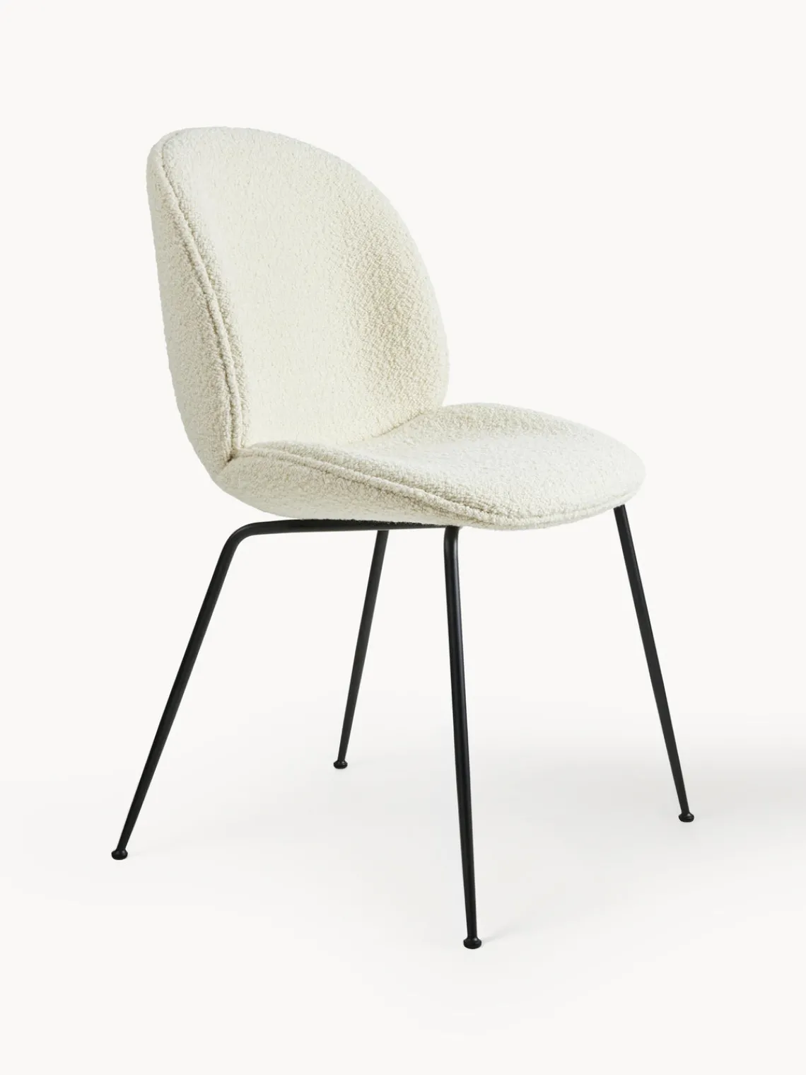 Online GUBI Chaise rembourrée en bouclette Beetle Bouclette blanc, noir mat
