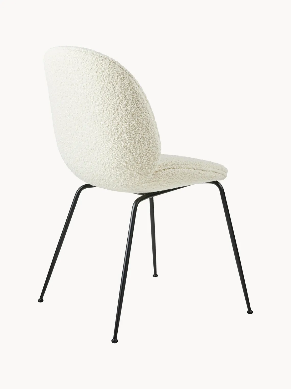 Online GUBI Chaise rembourrée en bouclette Beetle Bouclette blanc, noir mat