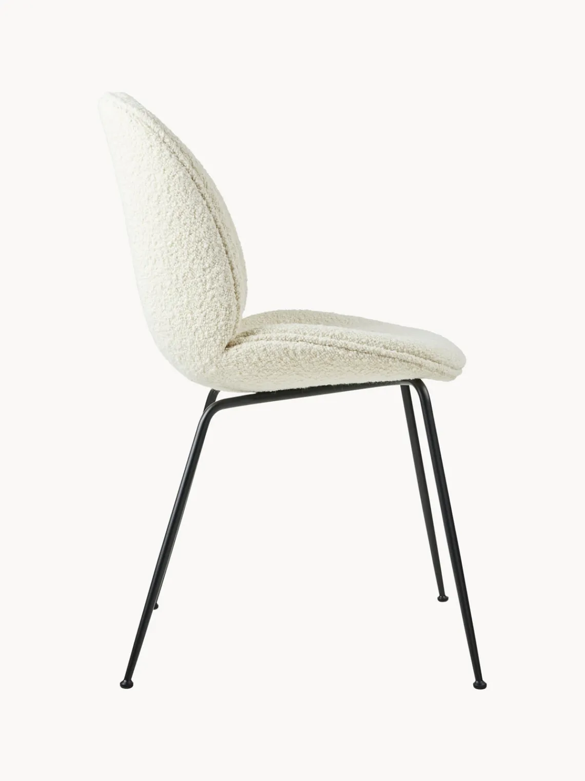 Online GUBI Chaise rembourrée en bouclette Beetle Bouclette blanc, noir mat