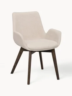Outlet Rowico Chaises à accoudoirs Drimsdale, 2 pièces Tissu beige clair, bois de chêne foncé