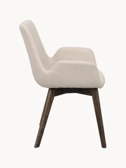 Outlet Rowico Chaises à accoudoirs Drimsdale, 2 pièces Tissu beige clair, bois de chêne foncé