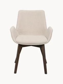 Outlet Rowico Chaises à accoudoirs Drimsdale, 2 pièces Tissu beige clair, bois de chêne foncé