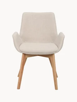 Online Rowico Chaises à accoudoirs Drimsdale, 2 pièces Tissu beige clair, bois de chêne